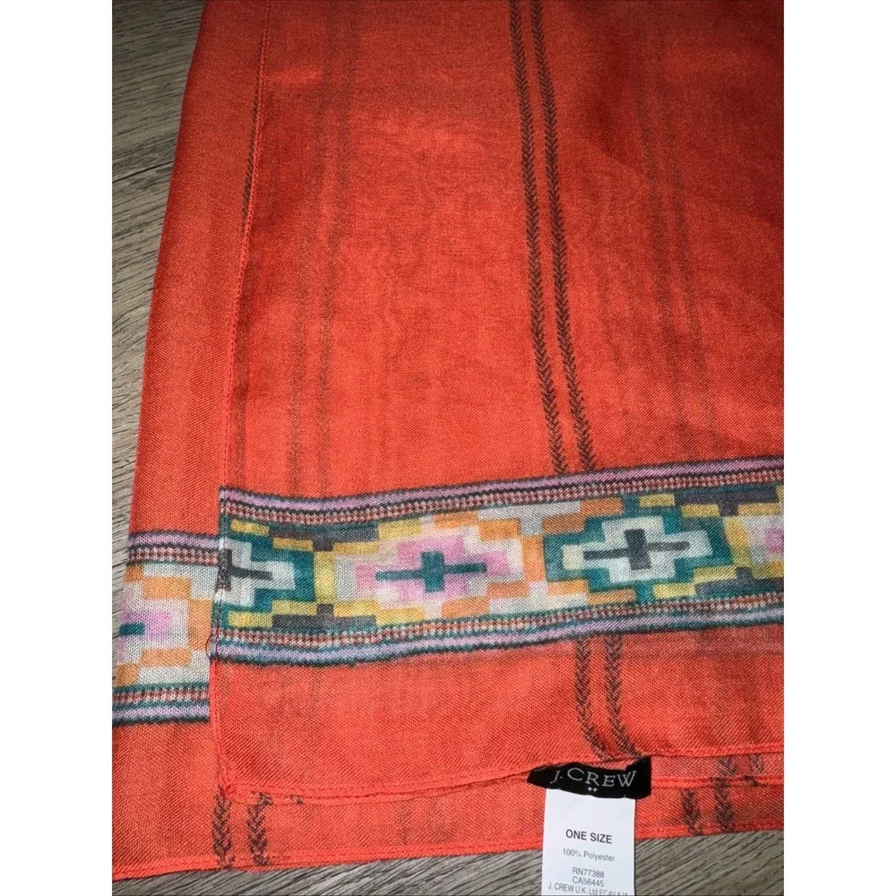 J.CREW Orange Green‎ Pink Lightweight Woven Rectangular Scarf 21